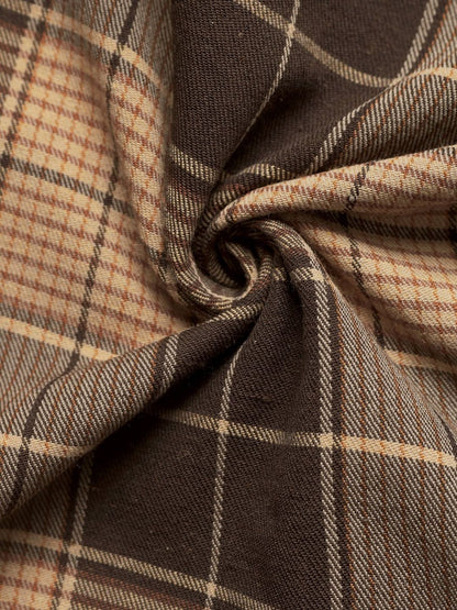 Women's Brown Checked Fit & Flare Dress