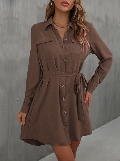 Women's Brown Shirt Mini Dress