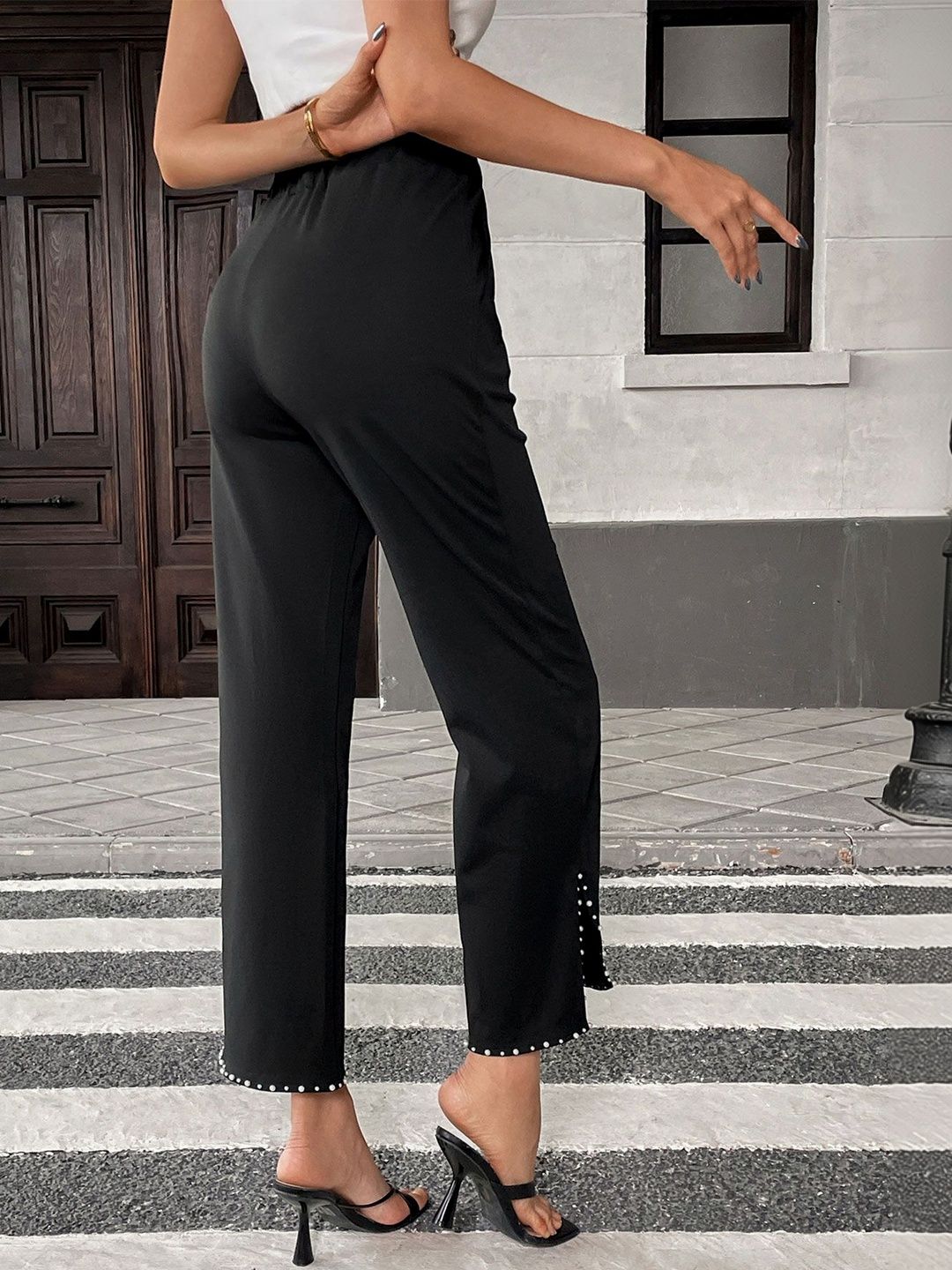 Women Embellished Non Iron Trousers