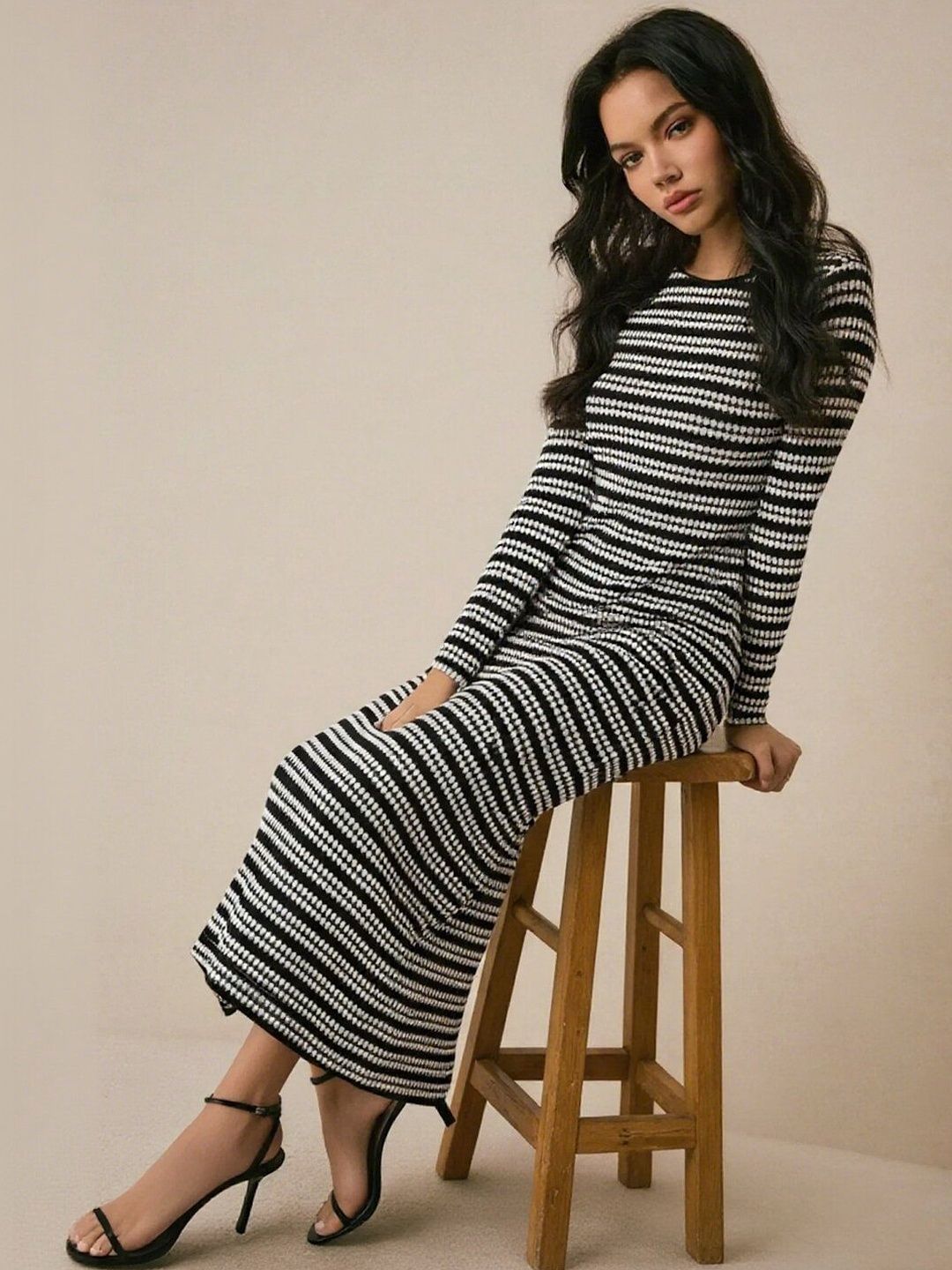 Striped Sheath Midi Dress