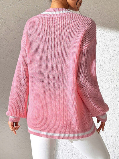 Women Striped Ribbed Pullover