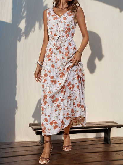 Floral Print A-Line Maxi Dress