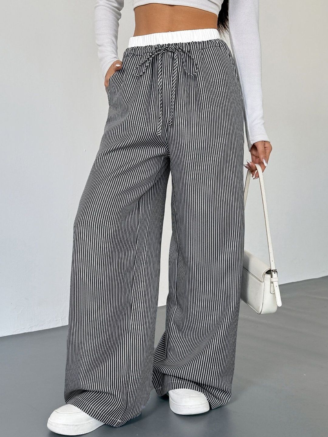 Women Striped Loose Fit Trousers
