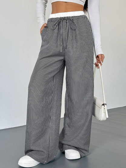 Women Striped Loose Fit Trousers