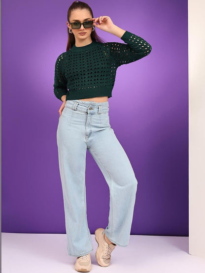 Women Woollen Crop Pullover