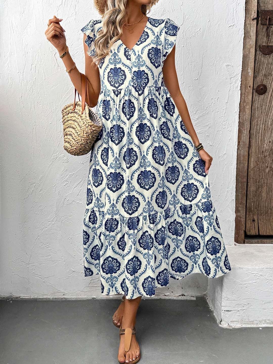 Floral Print Fit & Flare Midi Dress