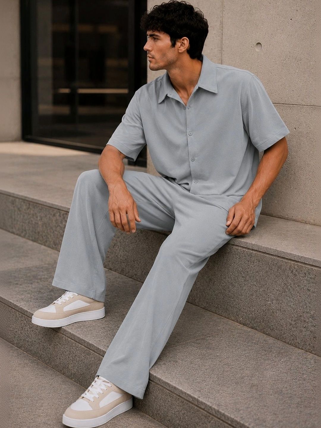 Solid Shirt with Trousers