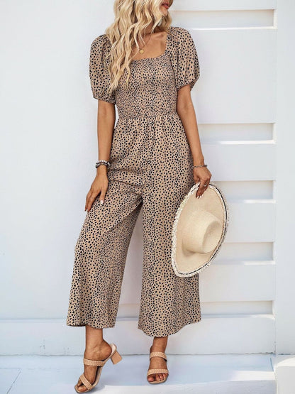 Printed Basic Jumpsuit with Ruffles