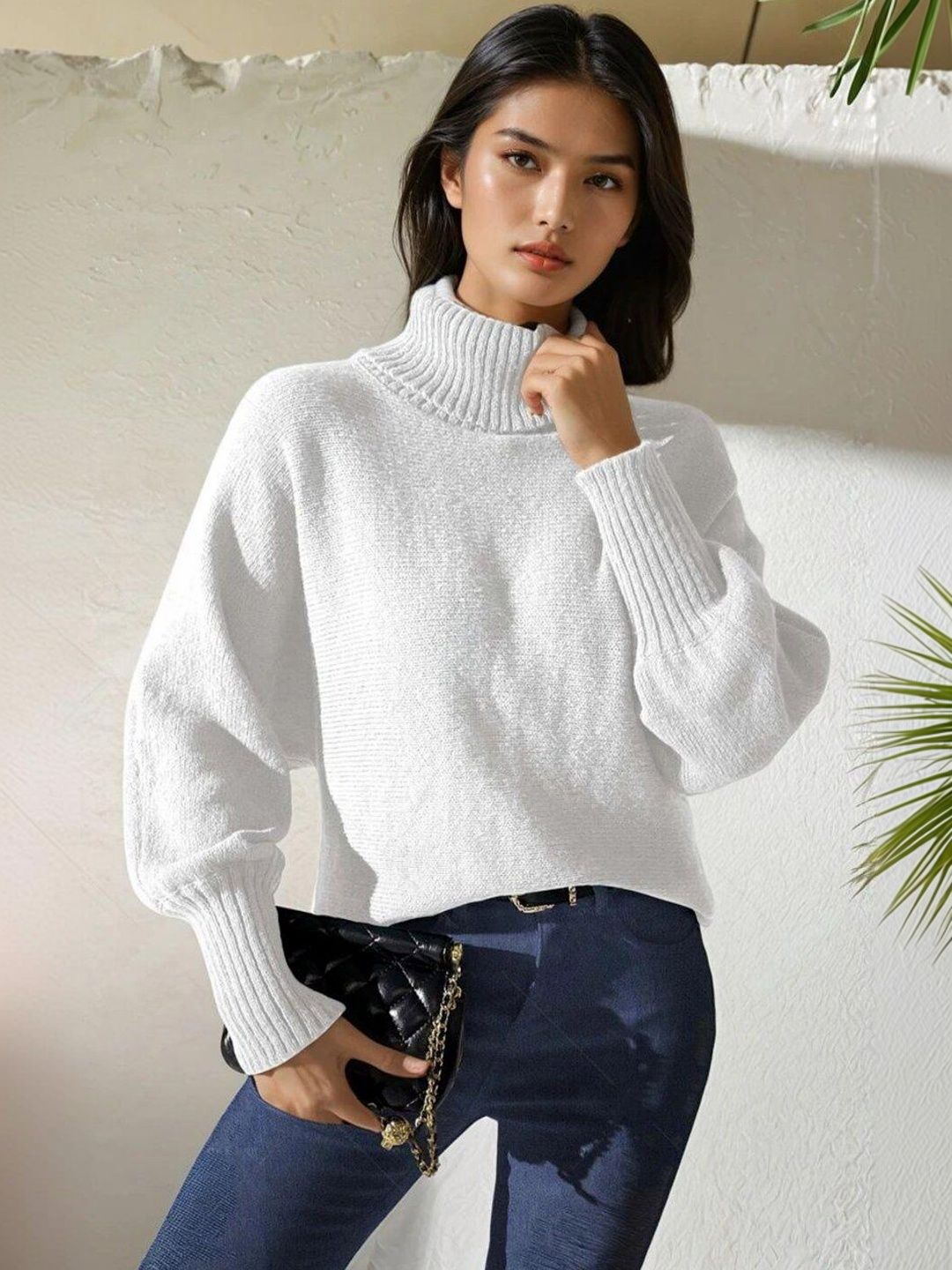 Pullover in White acrylic - Nowi Korean Fashion