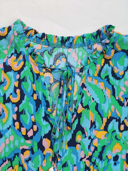 NOWI Printed Ruffled A-Line Midi Dress