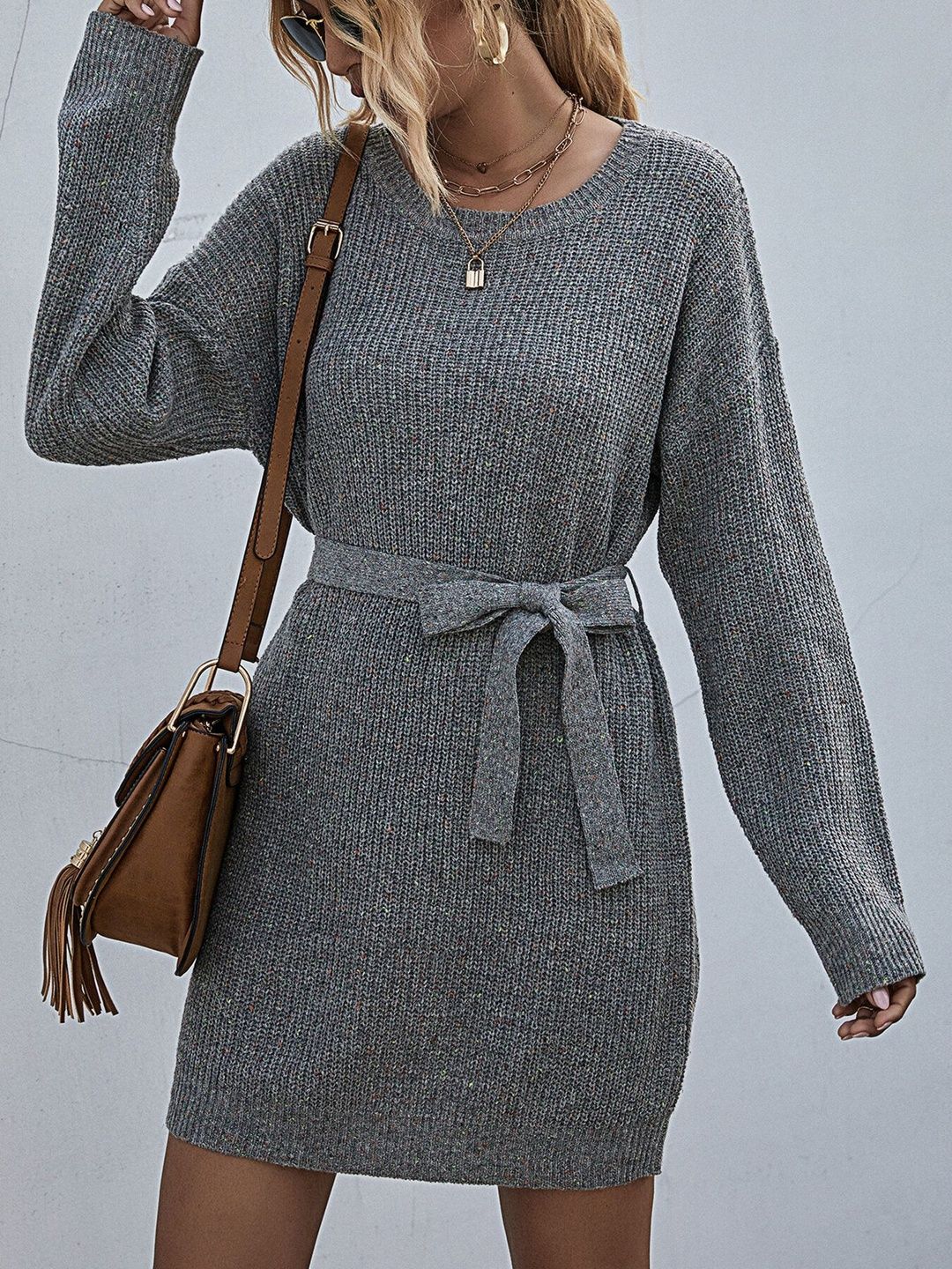 Women's Grey Pullover Blend Printed Regular Fit