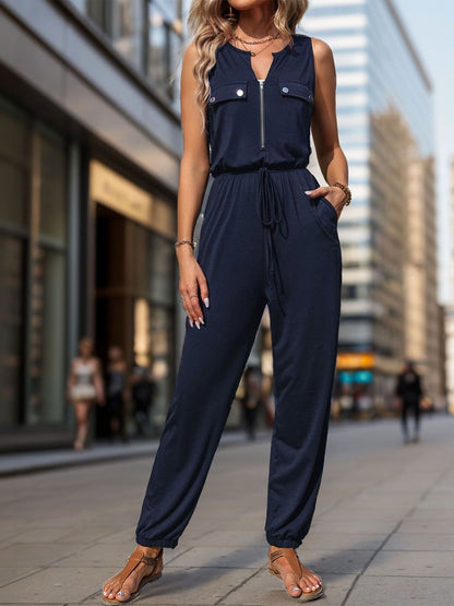 Shawl Neck Basic Jumpsuit
