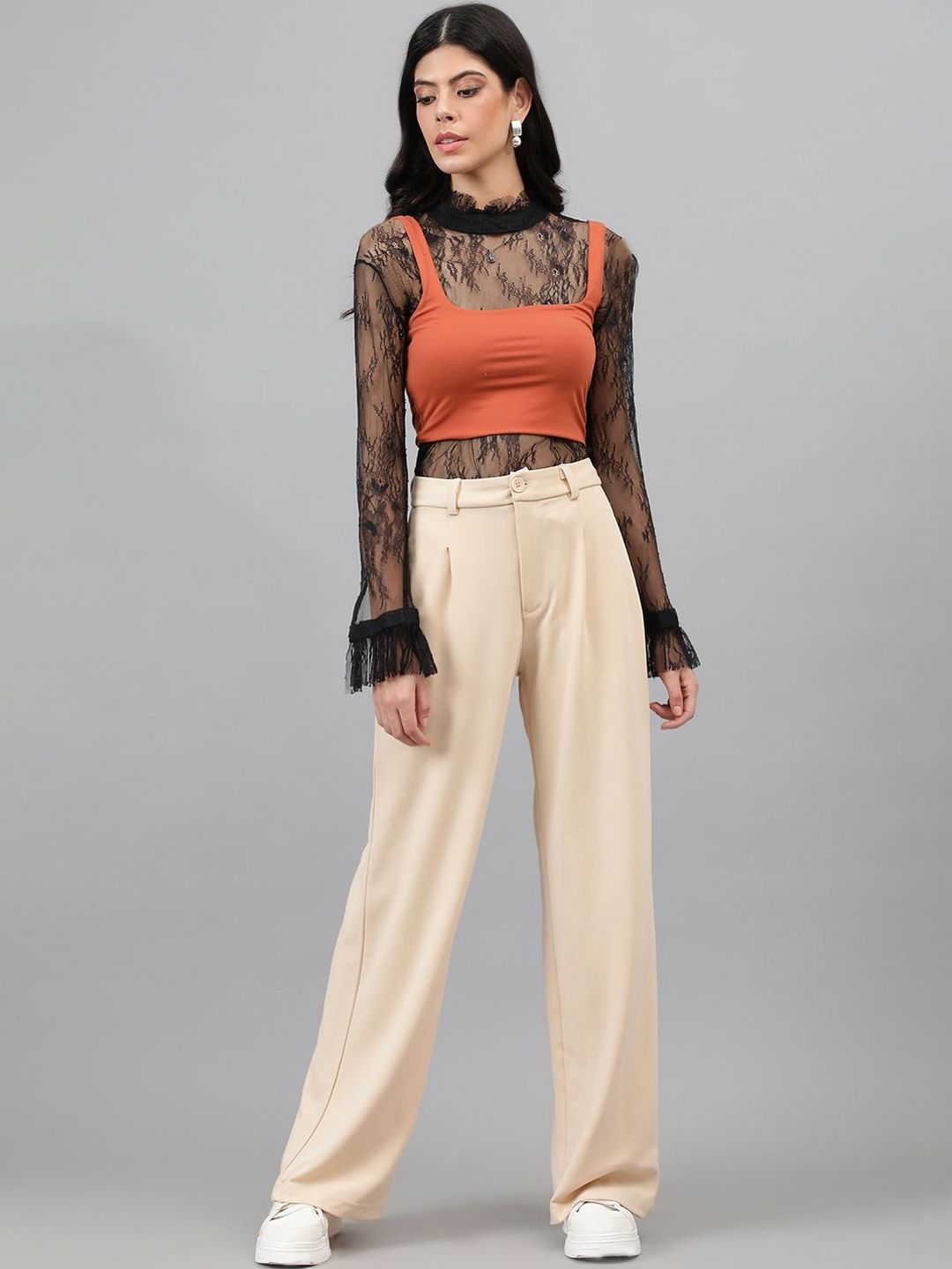 NOWI Women High-Rise Easy Wash Trousers