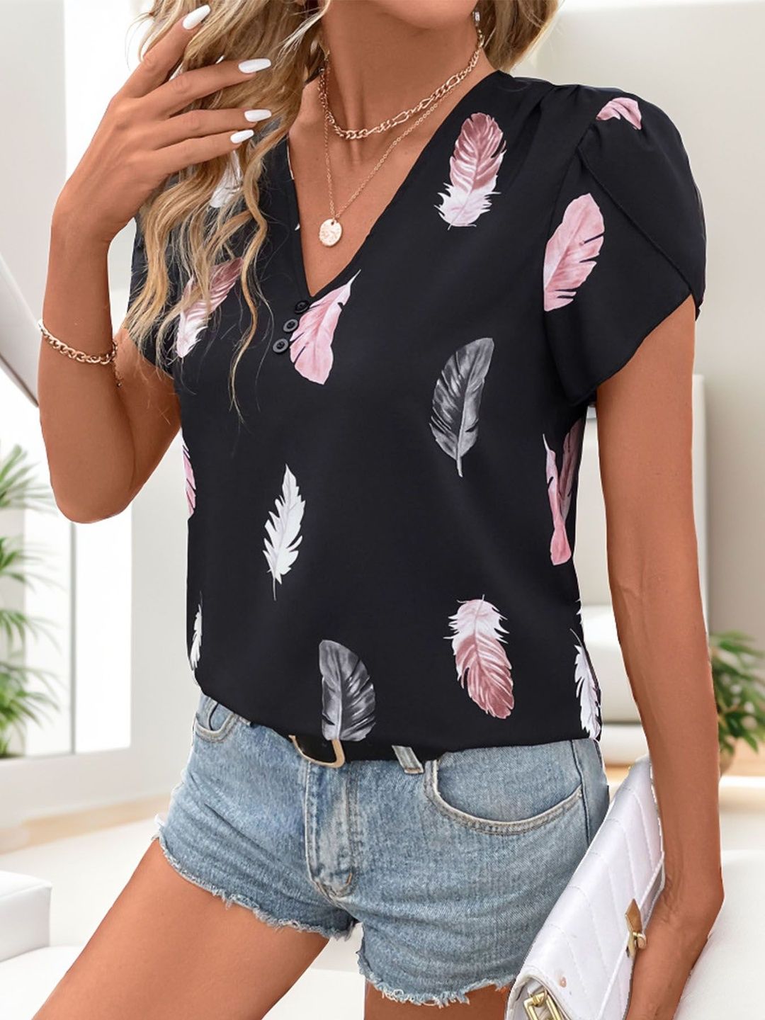Print Puff Sleeve Top