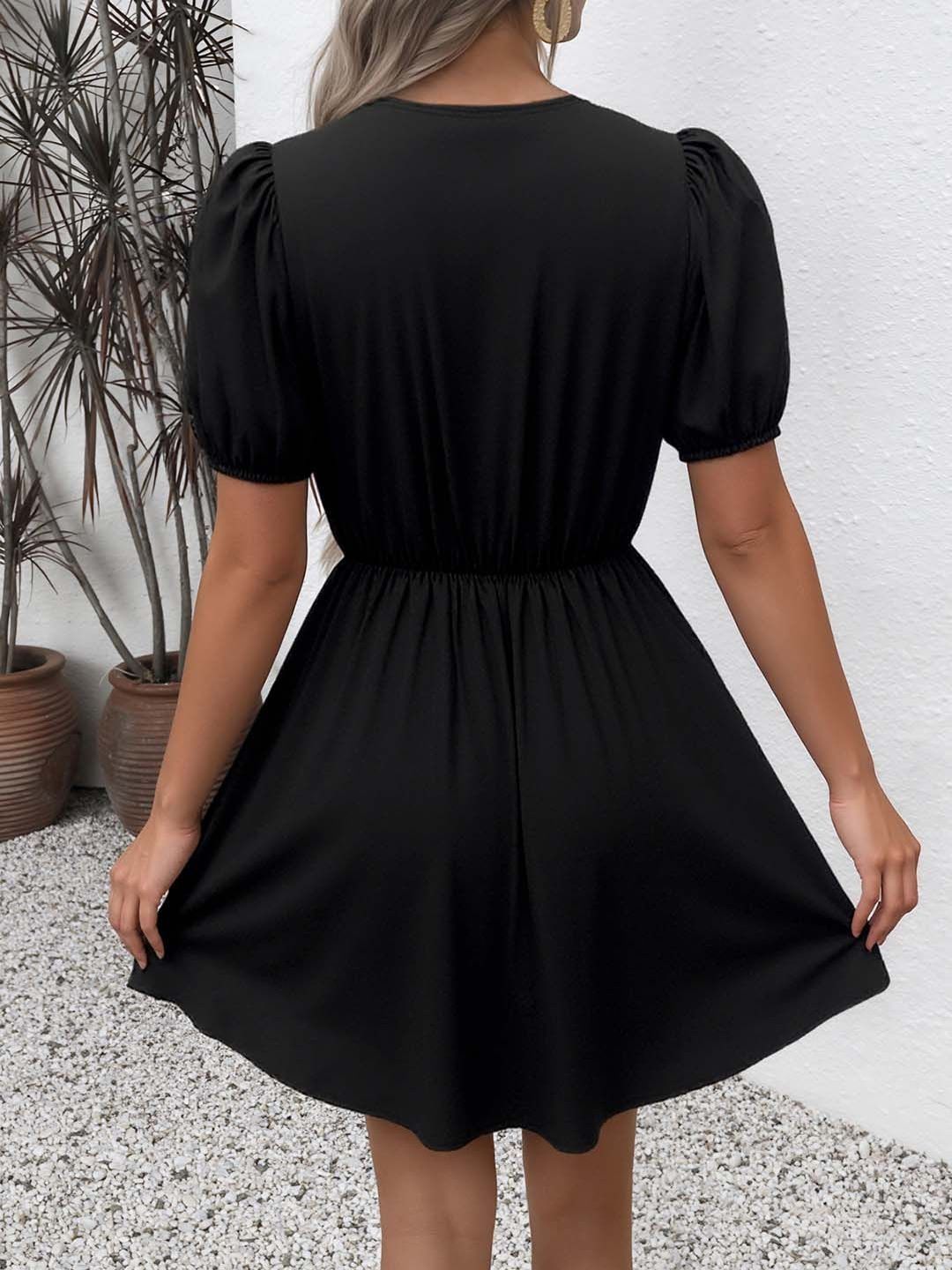 Puff Sleeve Fit & Flare Dress