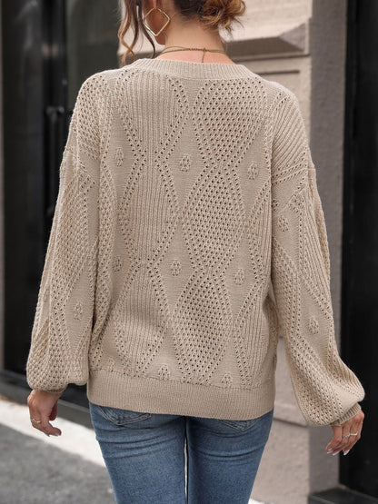 Women's Beige Pullover Blend Printed Regular Fit