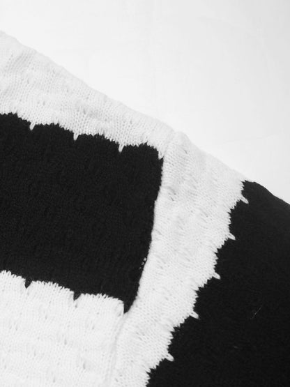 Women's Black Striped Pullover Blend Regular Fit