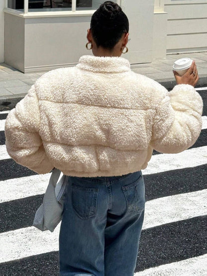 NOWI Women Woollen Lightweight Crop Puffer Jacket