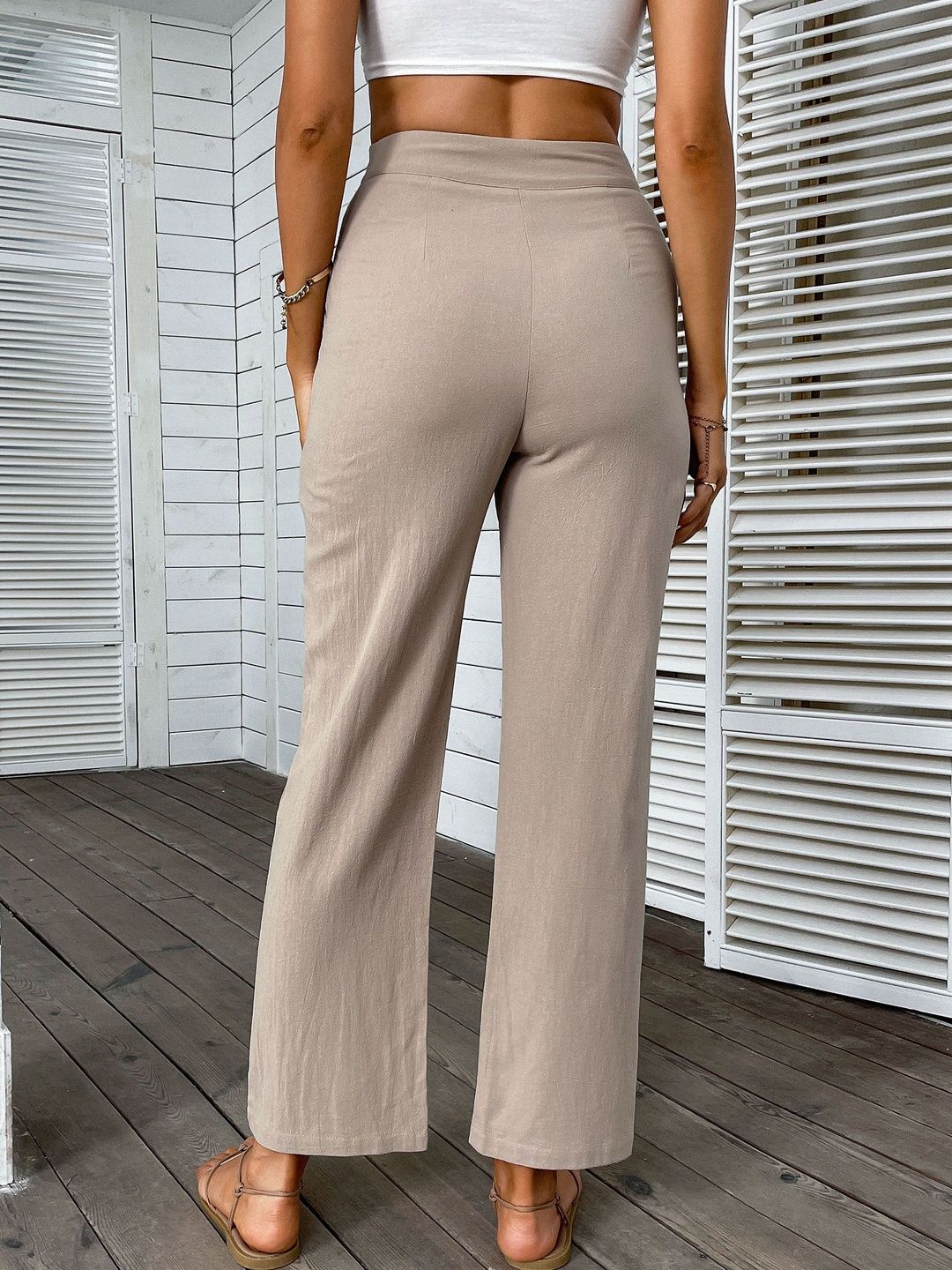 Women High-Rise Non Iron Pleated Trousers