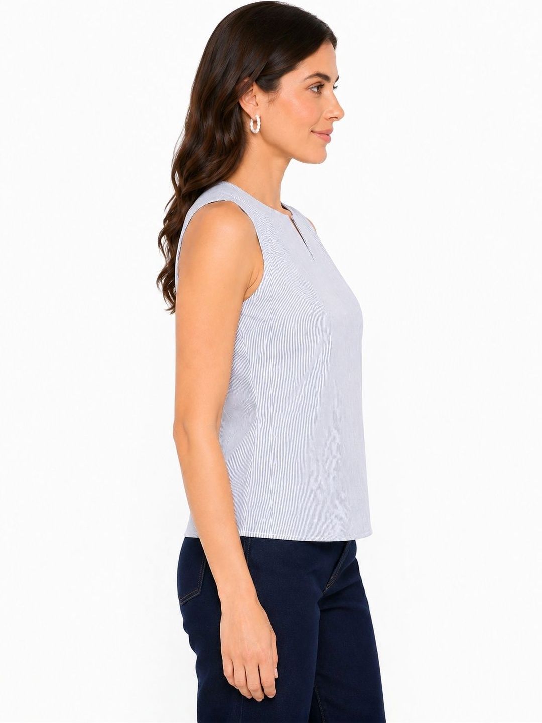 Striped Keyhole Neck Top