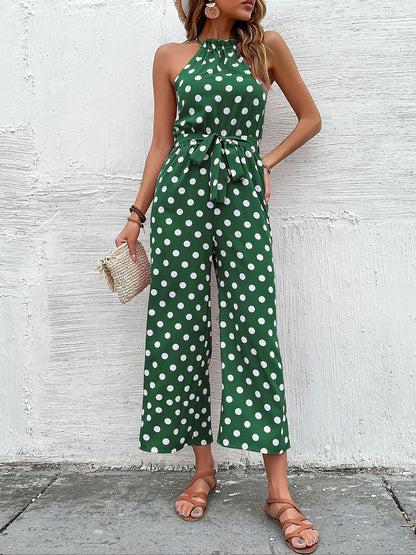 Halter Neck Printed Basic Jumpsuit