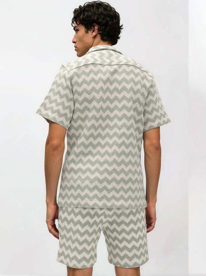 Crochet Woven Design Shirt with Shorts