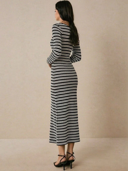 Striped Sheath Midi Dress