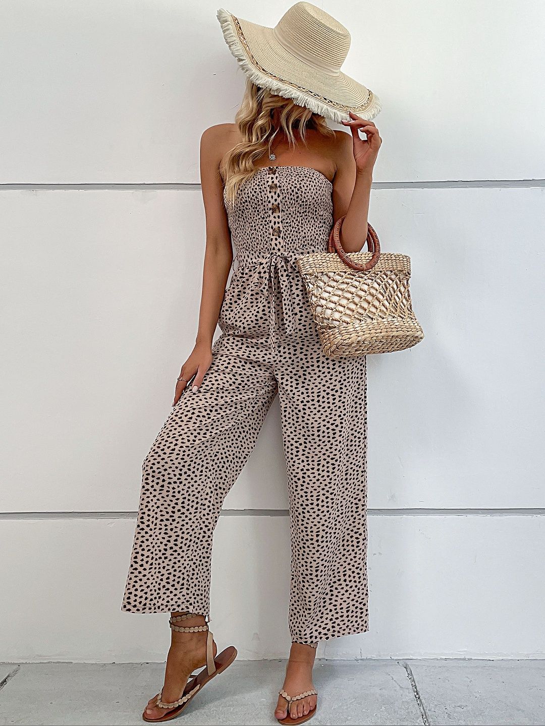 Strapless Printed Basic Jumpsuit