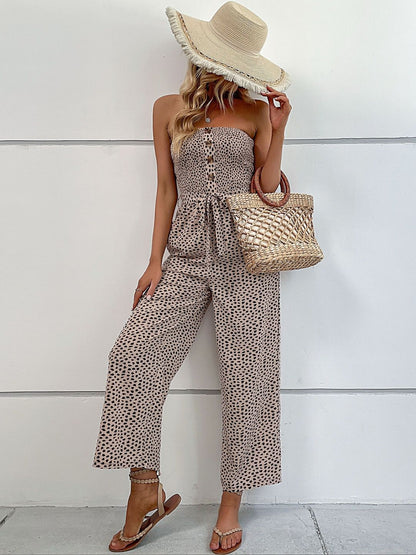 Strapless Printed Basic Jumpsuit