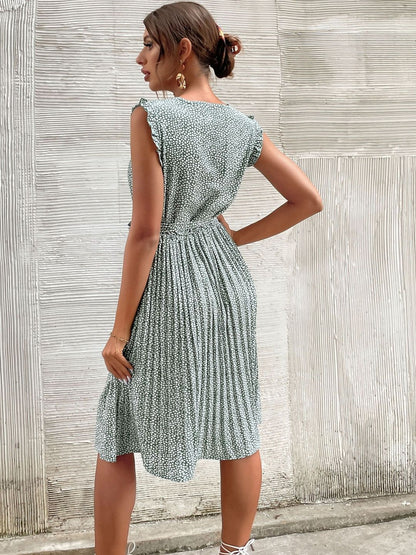 Floral Print Flutter Sleeve Fit & Flare Midi Dress