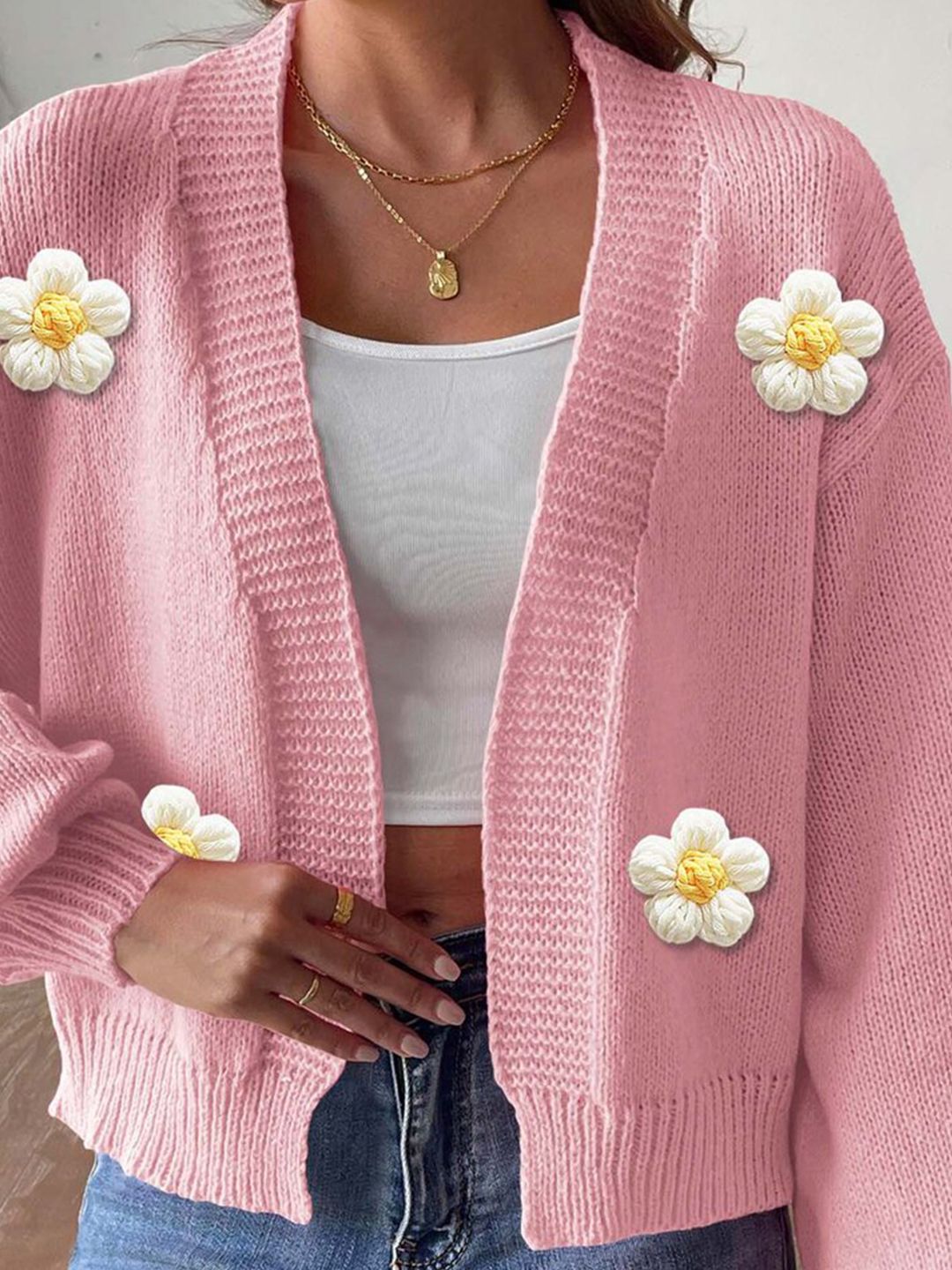 Women Cardigan with Applique Detail