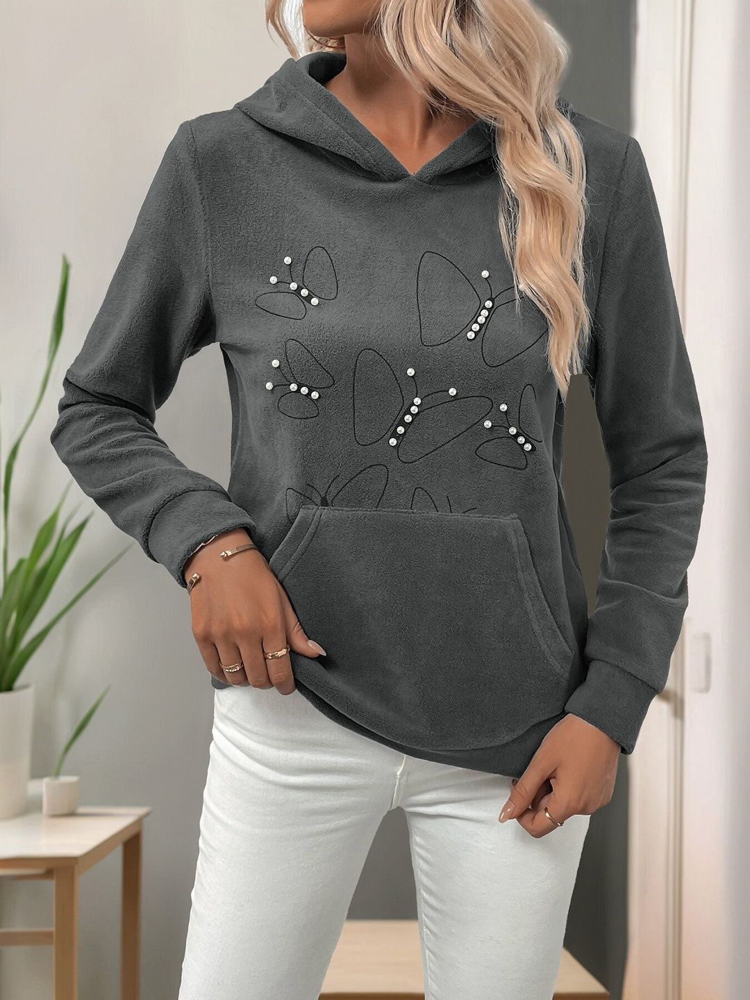 Women Printed Hooded Sweatshirt