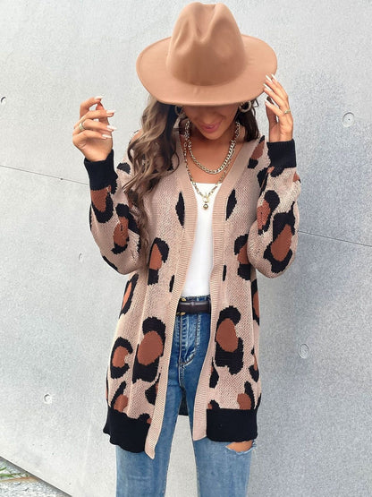 Women's Beige Animal Printed Cardigan