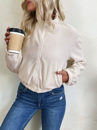 Women Fleece Lightweight Open Front Jacket