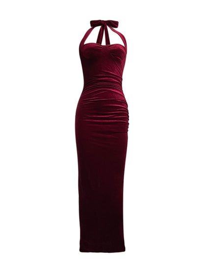 NOWI Halter Neck Bodycon Maxi Dress