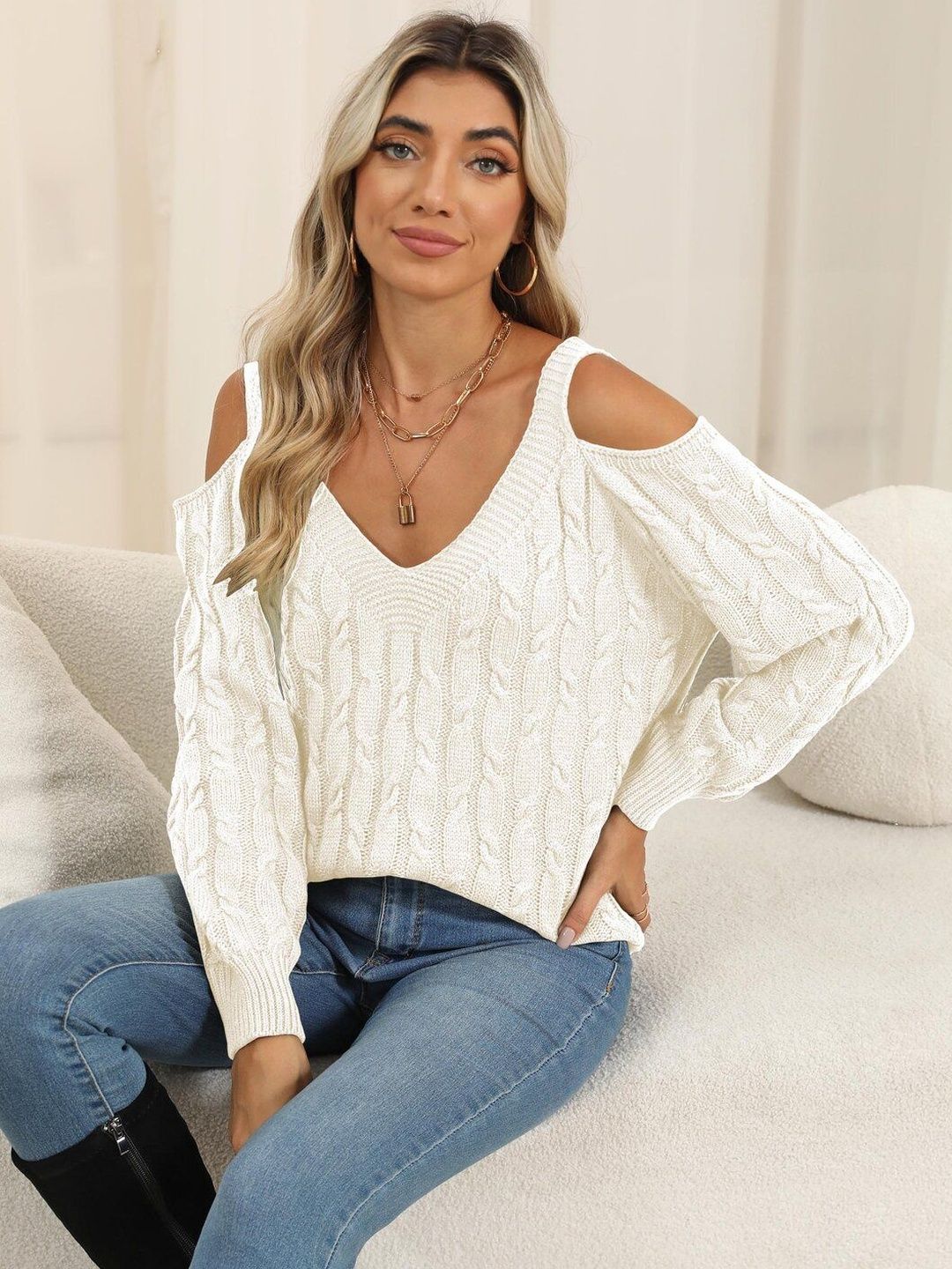 Women Cable Knit Pullover