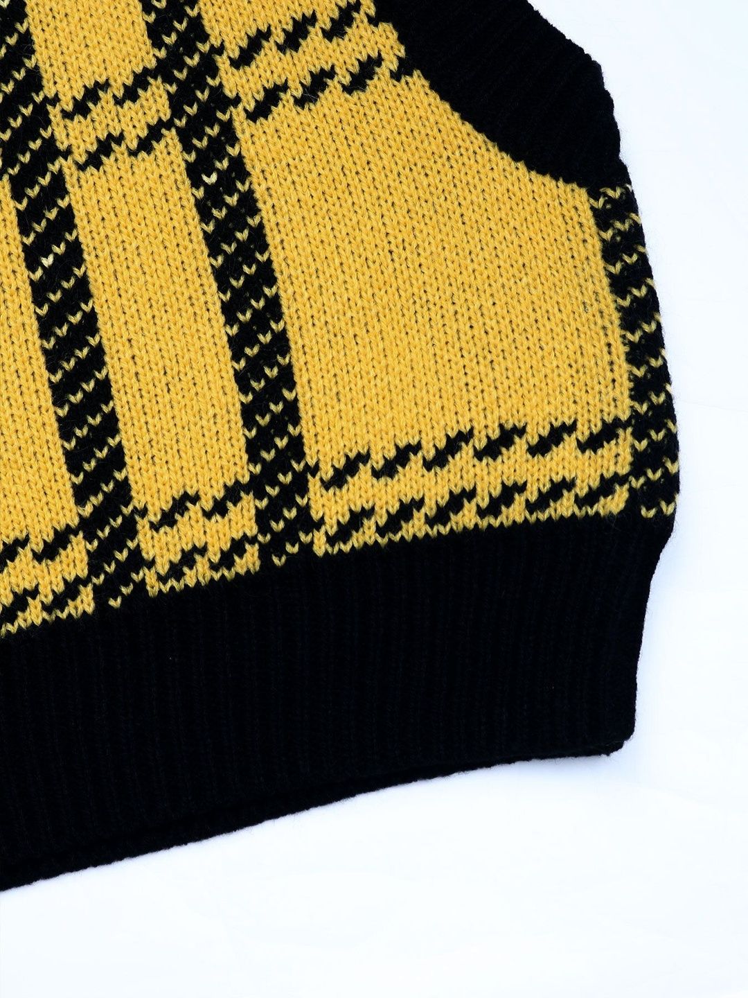 Women's Yellow Checked Crop Sweater Vest