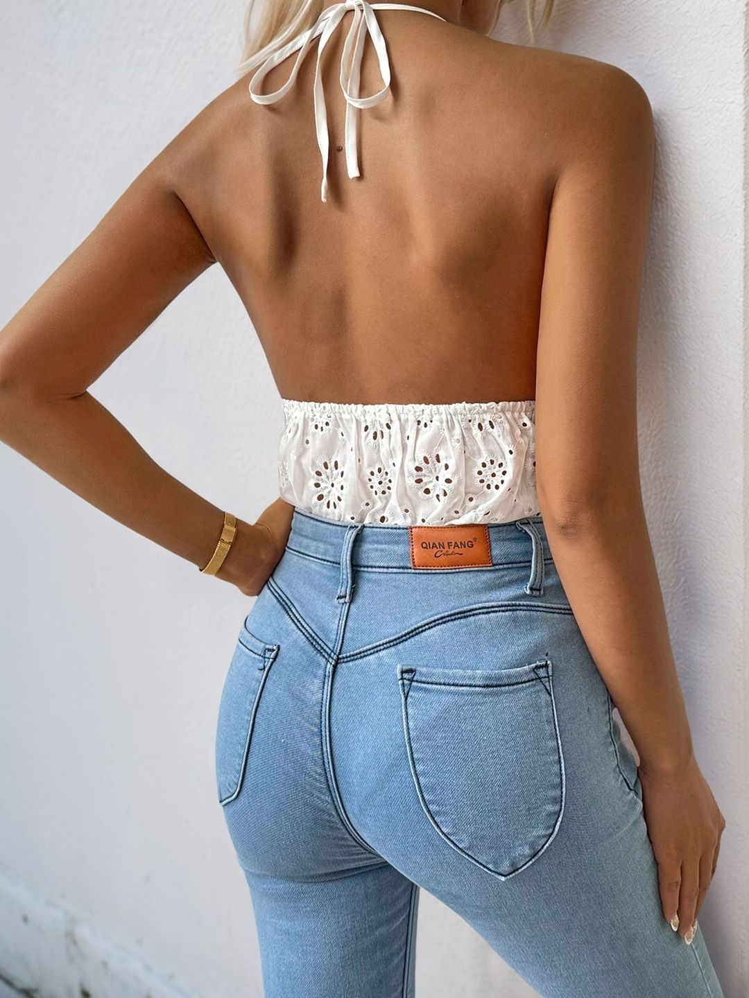 Self Design Cotton Bodysuit