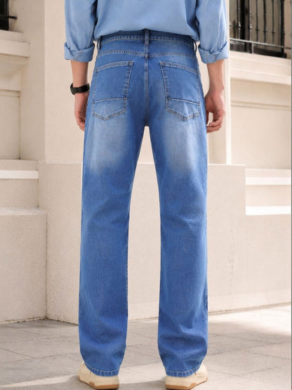 Women Straight Fit Mid-Rise Low Distress Light Fade Jeans