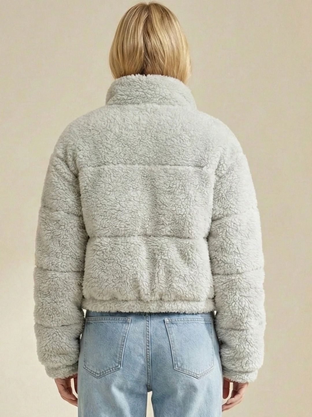 NOWI Women Woollen Crop Open Front Jacket