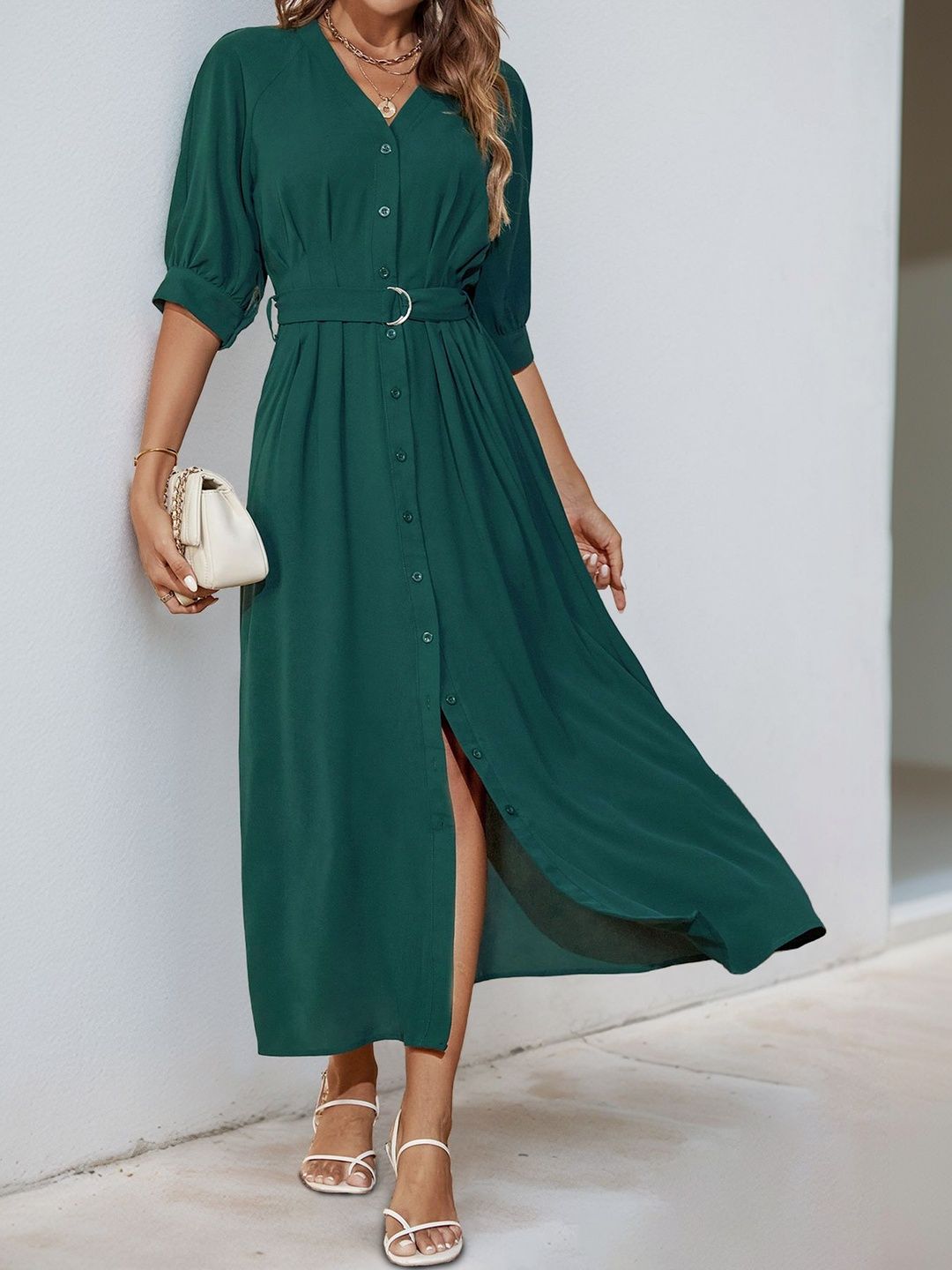 A-Line Midi Dress Style 506 - Nowi Korean Fashion