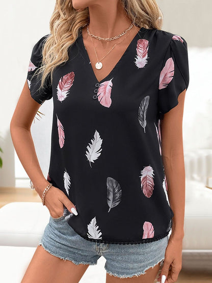 Print Puff Sleeve Top