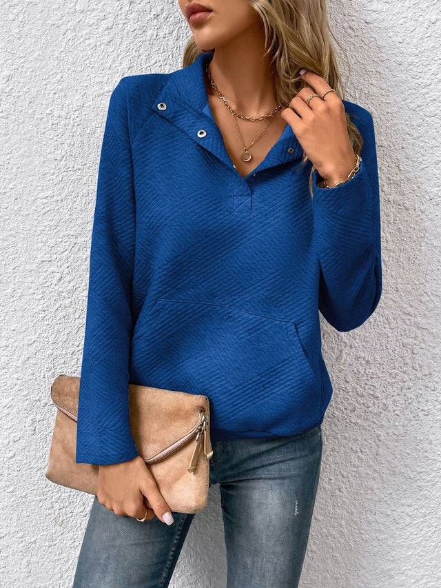 Hooded Sweatshirt in Blue Cotton - Nowi Korean Fashion