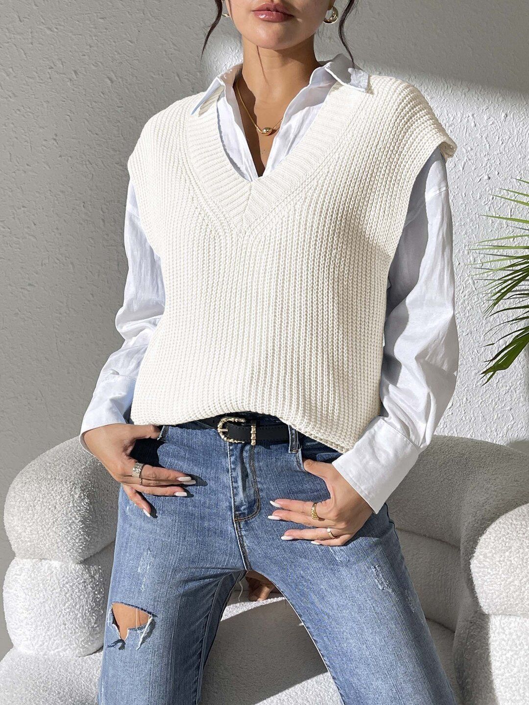 Women Ribbed Sweater Vest