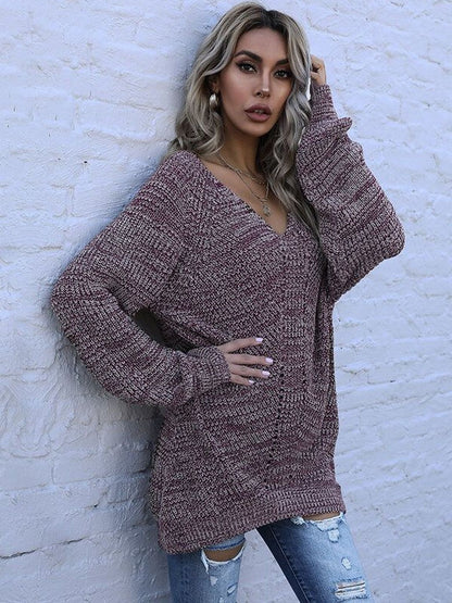 Women's Maroon Speckled Pullover