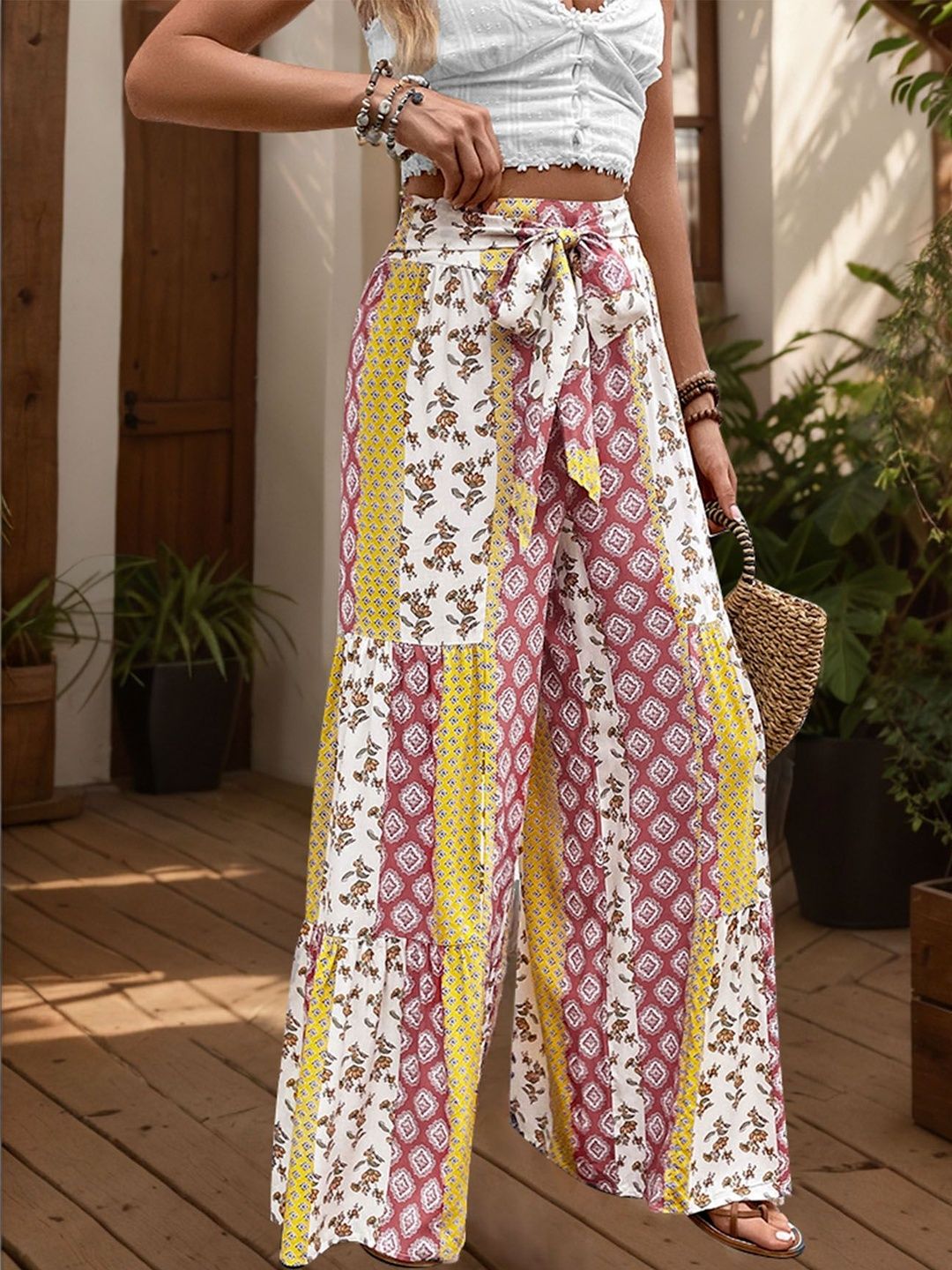 Women Floral Printed Non Iron Trousers