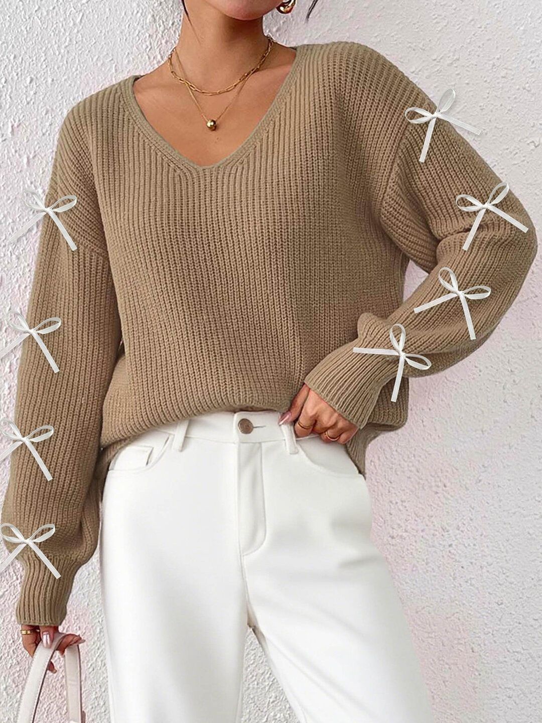 Women Ribbed Pullover with Fuzzy Detail