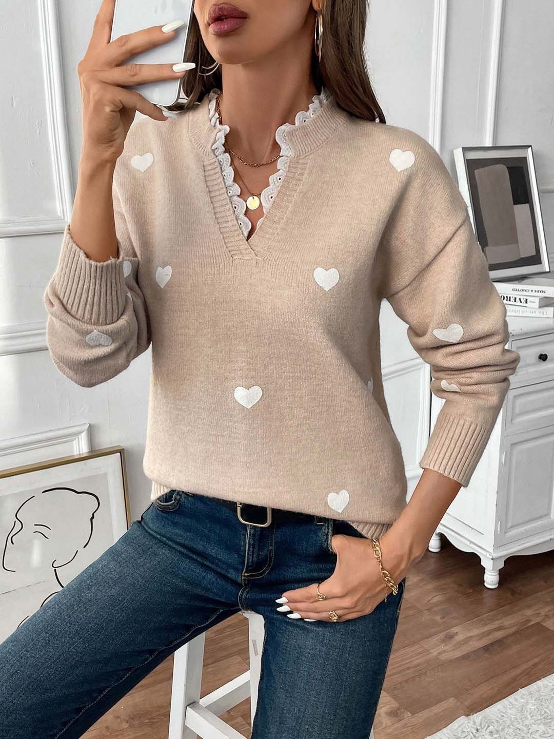 NOWI Printed V-Neck Pullover