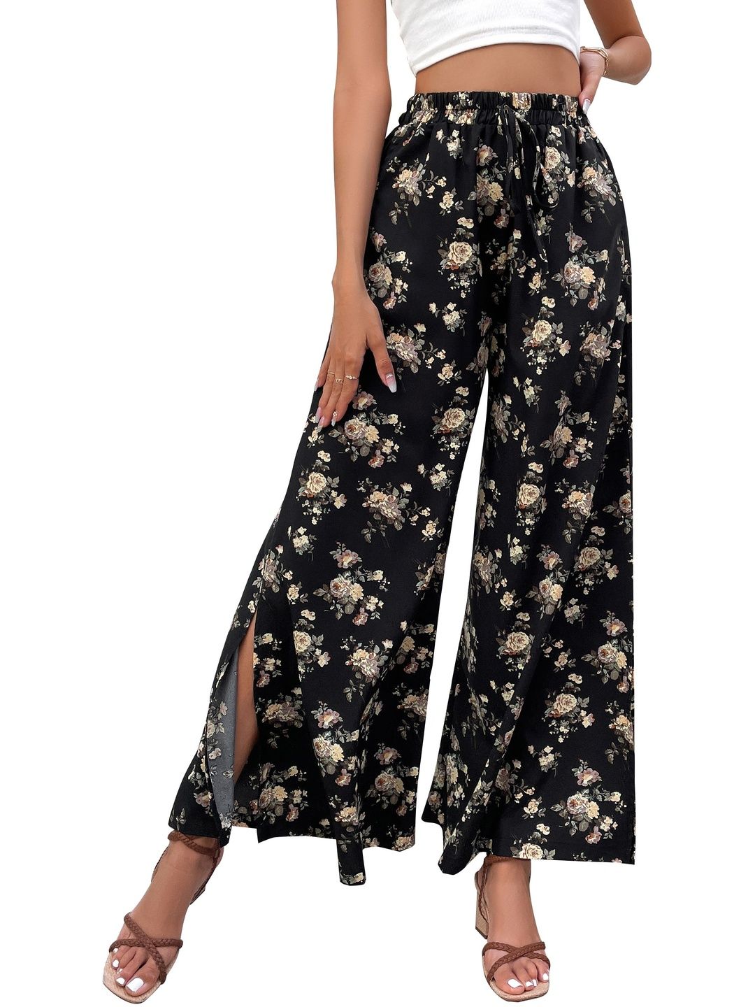 Women Floral Printed Non Iron Trousers