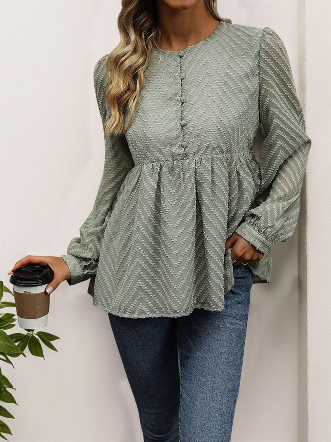 Women's Grey Nowi Peplum Top